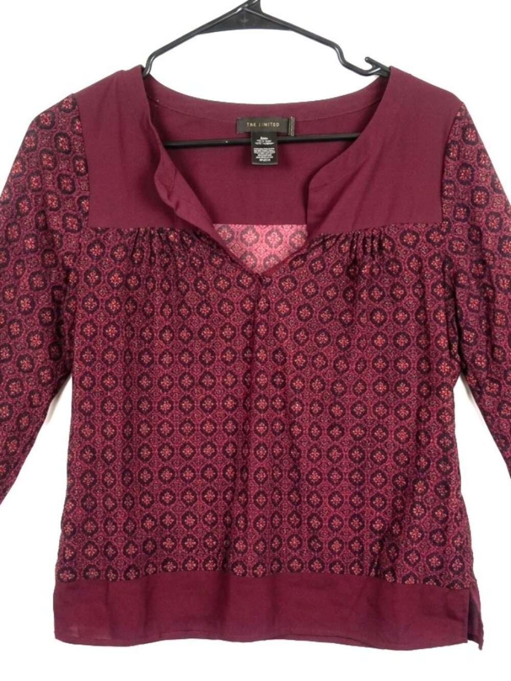 The Limited Burgundy Paisley Sheer Blouse M Boho Whimsigoth Y2K Top Geo Chic